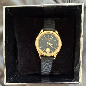 Versus Versace Black and Gold Timepiece